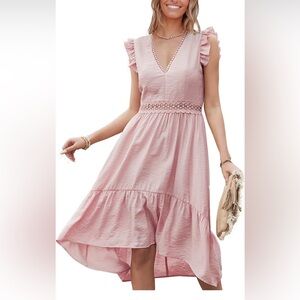 Summer Sundress V-Neck Ruffle Sleeveless Hi-Lo Dress